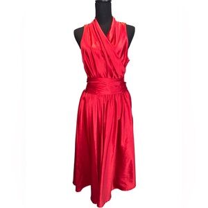 Folter Elegant red satin like dress pin up classic  style